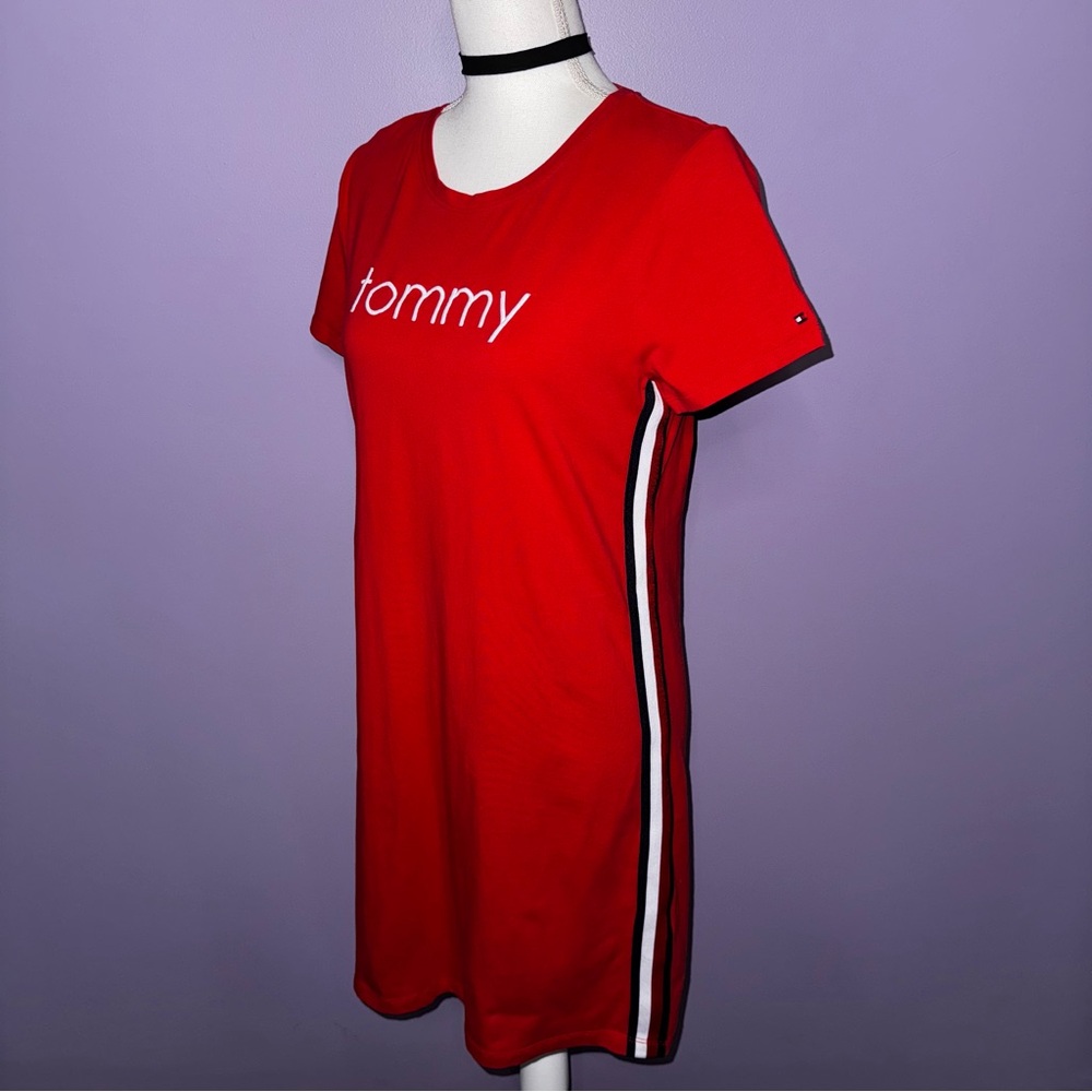 Tommy Hilfiger Red T-shirt Dress with Side Stripes